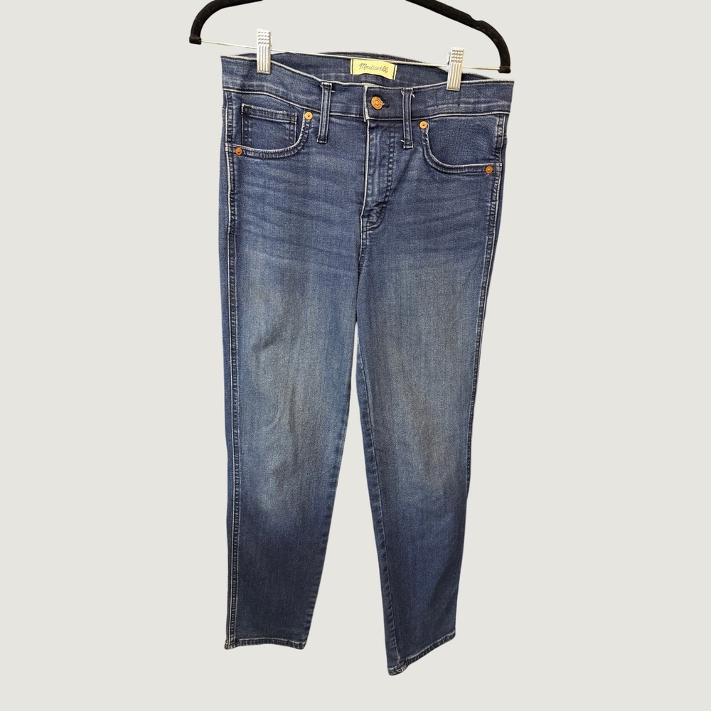 Madewell Mid-Rise Stovepipe Jeans Womens 28 Blue Dark Wash Straight Leg Denim